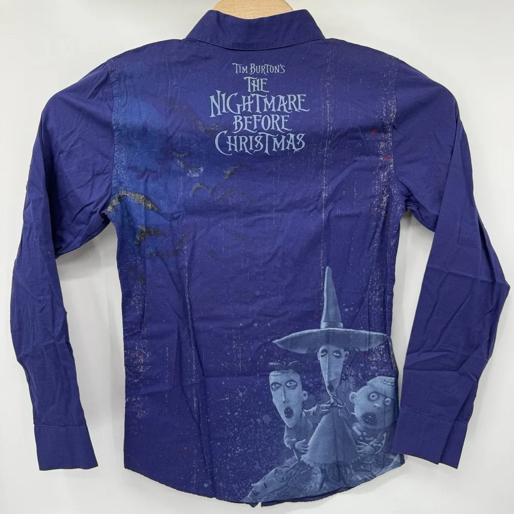 Disney Store Button Up Mens S Purple Nightmare Before Christmas Jack Skellington